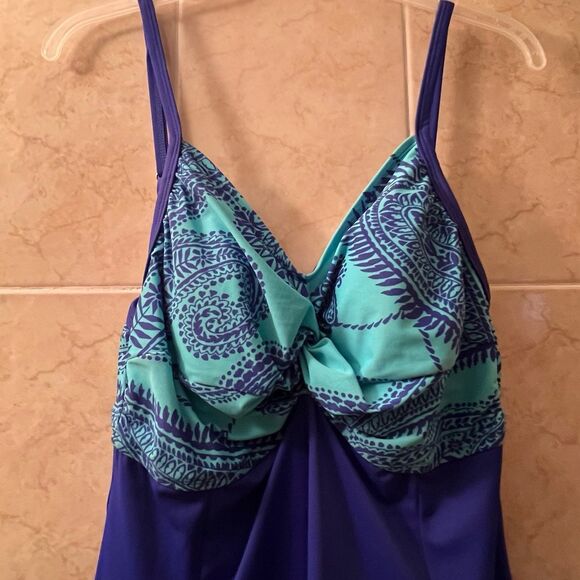 5/$25 Body Concepts Modest Swim Dress Swimsuit Dress Size 14 One Piece Blues - Picture 3 of 7